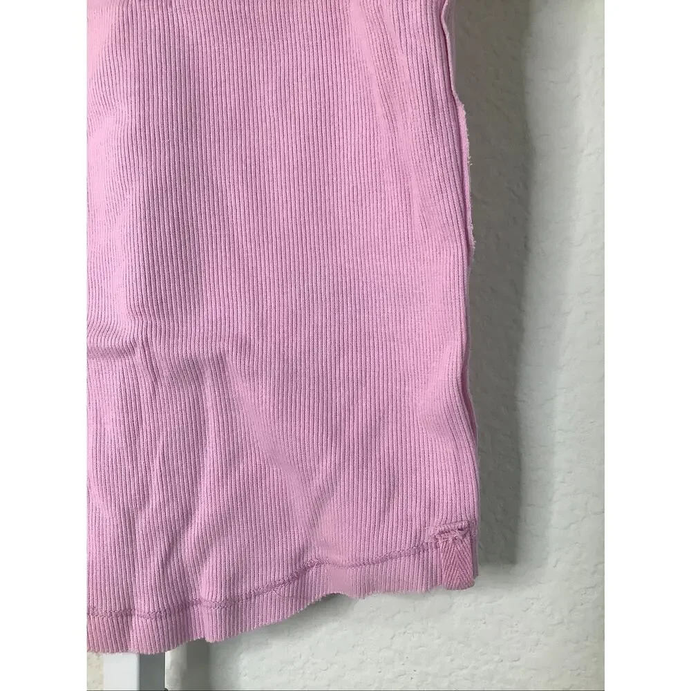 Free People Women's XS Pink Only One Ringer Solids Tank Top Retro Boho P5-14